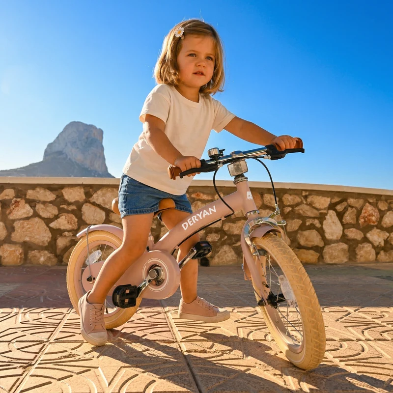 Luxus Kinderfahrrad 14 Zoll - 3 in 1 - Balance Fahrrad - Pink