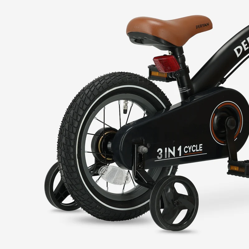 Luxus Kinderfahrrad 12 Zoll - 3 in 1 - Balance Fahrrad Schwarz