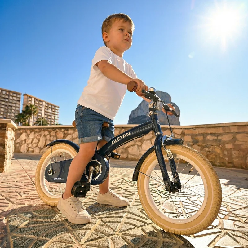 Deryan Kinderfahrrad 12 Zoll – 3-in-1 – Laufrad Blau