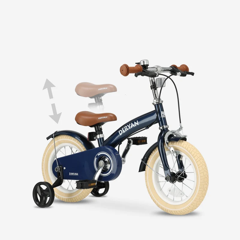 Deryan Kinderfahrrad 12 Zoll – 3-in-1 – Laufrad Blau