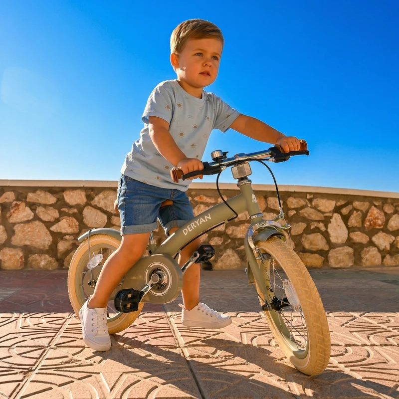 Deryan Kinderfahrrad 12 Zoll – 3-in-1 – Laufrad Grün