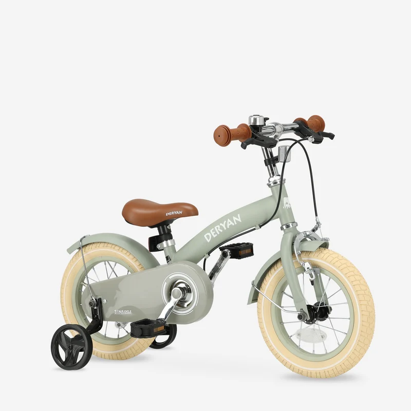Deryan Kinderfahrrad 12 Zoll – 3-in-1 – Laufrad Grün
