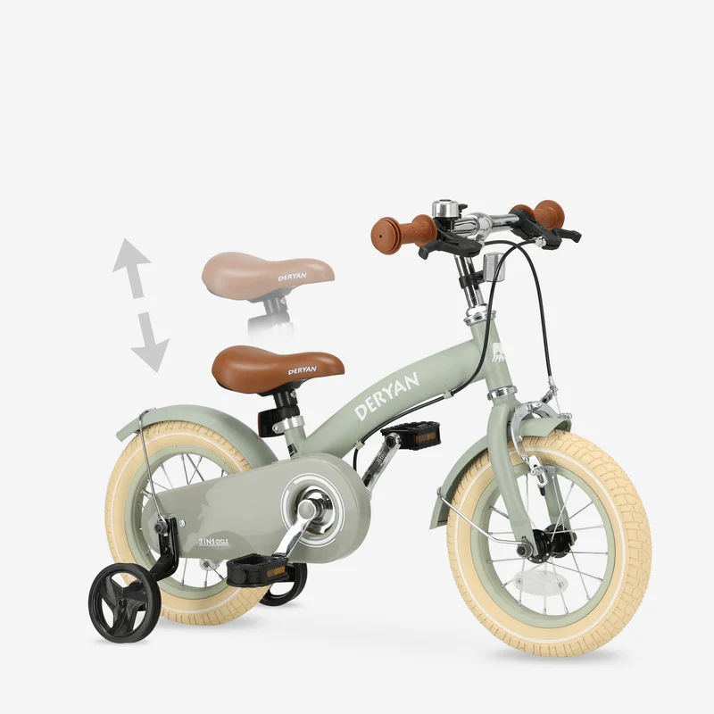 Deryan Kinderfahrrad 12 Zoll – 3-in-1 – Laufrad Grün