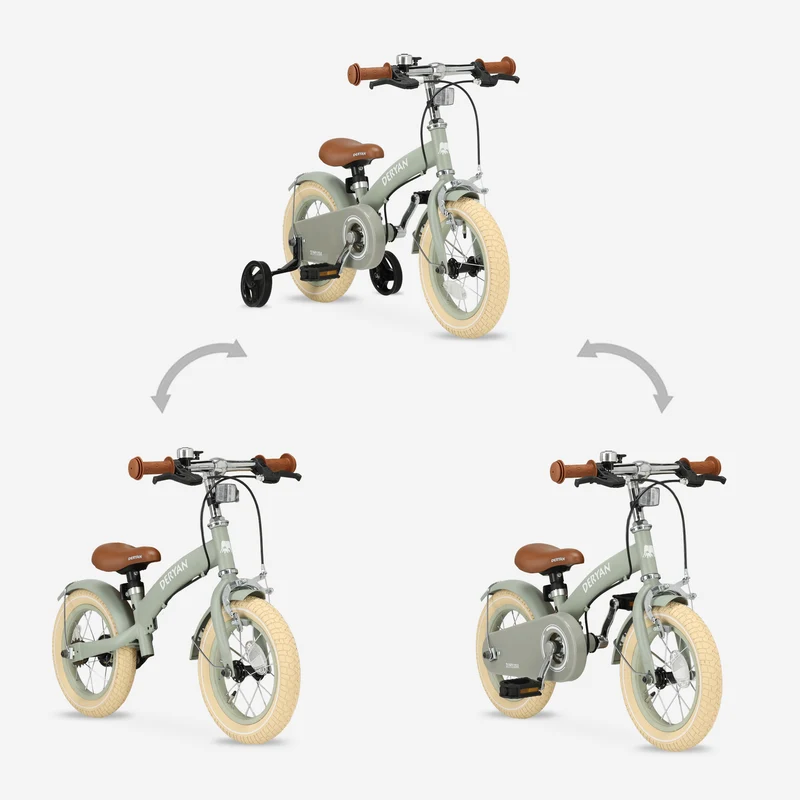 Deryan Kinderfahrrad 12 Zoll – 3-in-1 – Laufrad Grün