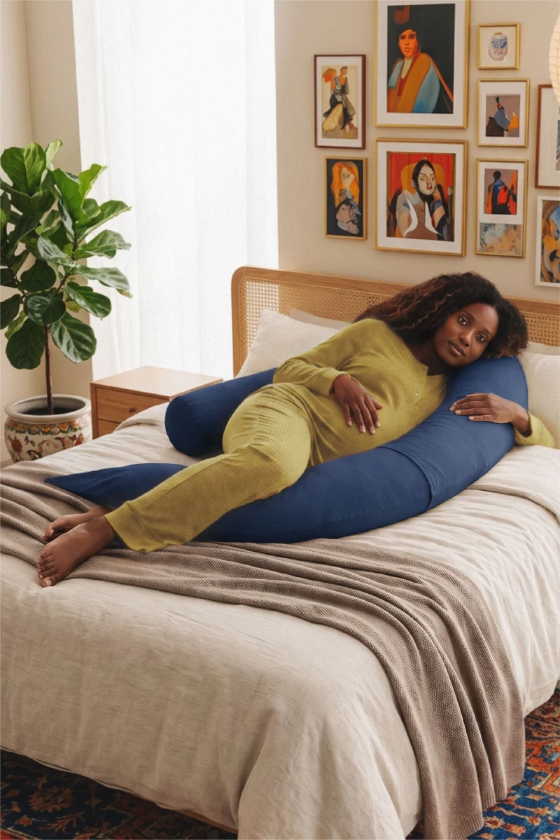 HUGS PLUS Pregnancy and Breastfeeding Pillow - Dark Blue