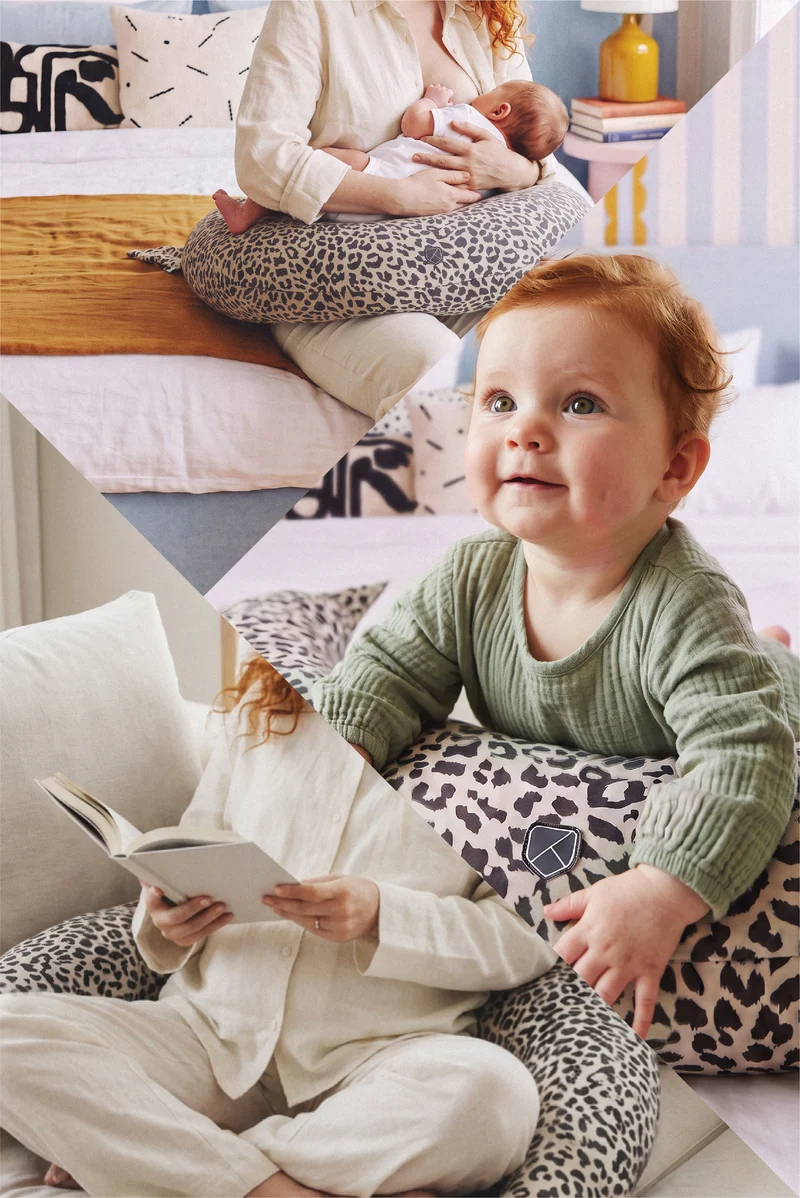 HUGS Pregnancy and Breastfeeding Pillow - Leo White Grey