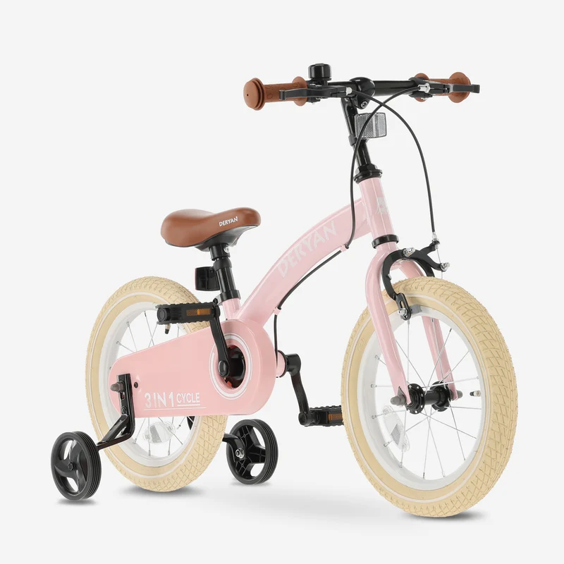 Luxus Kinderfahrrad 14 Zoll - 3 in 1 - Balance Fahrrad - Pink