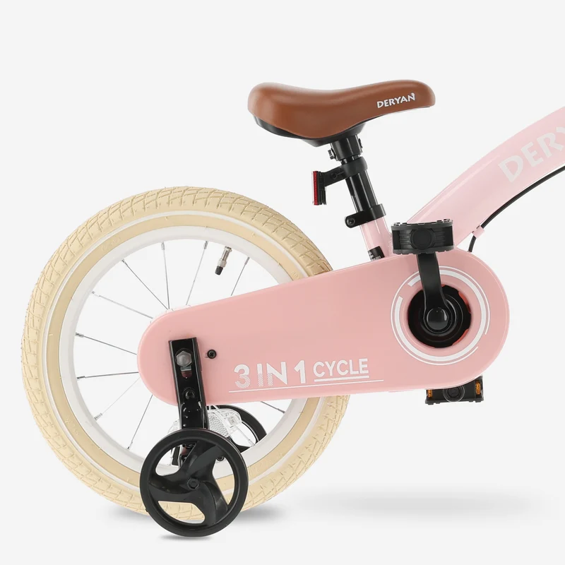 Luxus Kinderfahrrad 14 Zoll - 3 in 1 - Balance Fahrrad - Pink