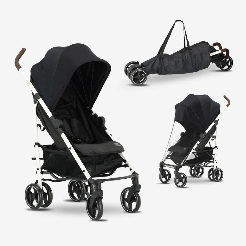 Deryan Bobbie Buggy - Paraplu Buggy - 5-Punts Gordel - Draagtas - Geschikt voor Kinderen tot 22 kg - Verstelbare rugleuning - Zwart - Wit Frame