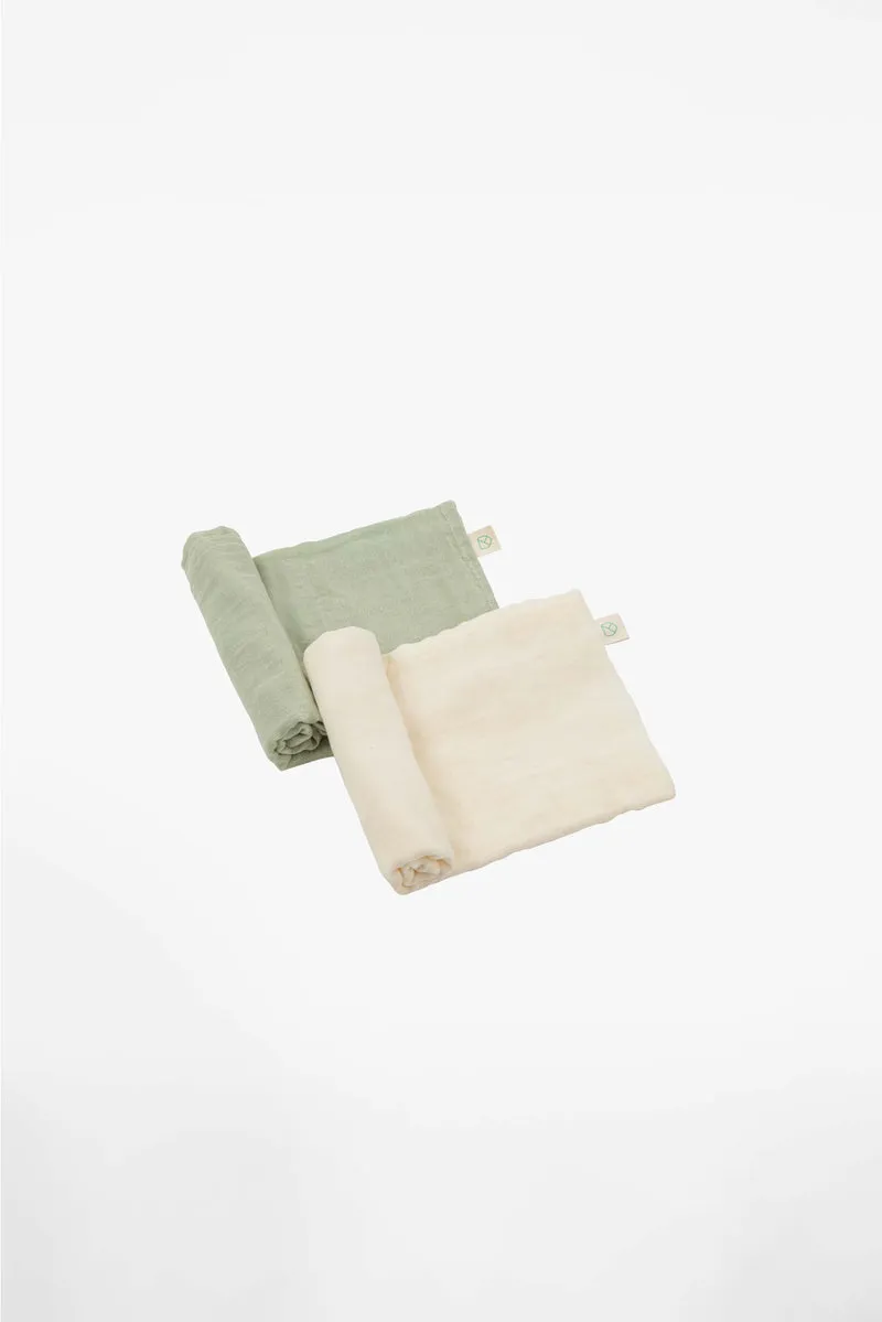 SOFT TOUCH 80x80 BAMBOO newborn muslin cloths - Matcha - Milk