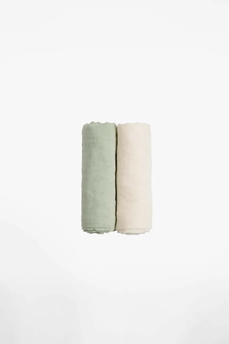 SOFT TOUCH 80x80 BAMBOO newborn muslin cloths - Matcha - Milk