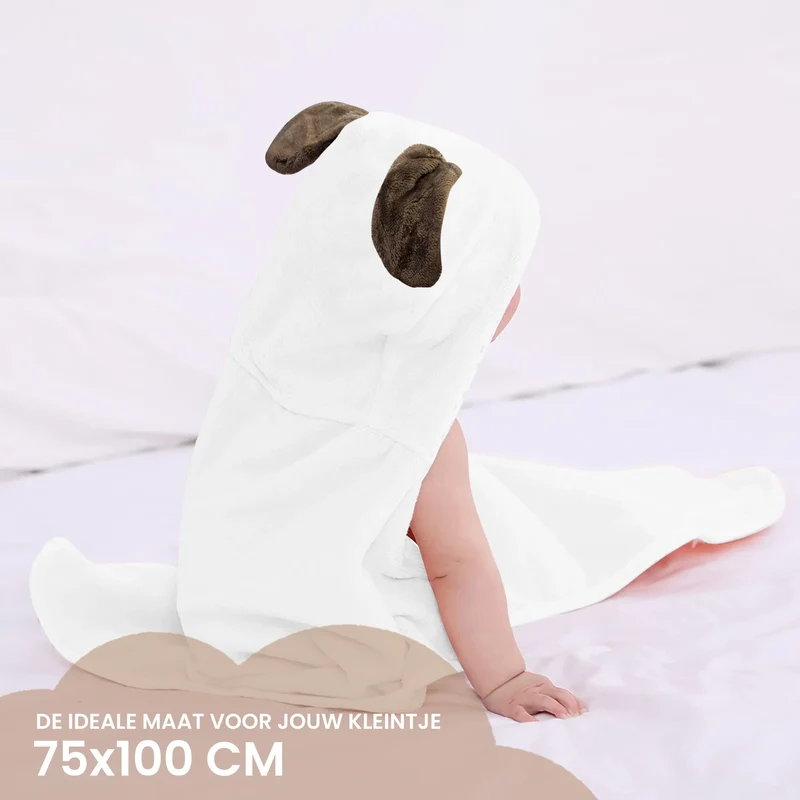 Mooiys Multifunktions-Baby-Fleecedecke mit Kapuze - Wickeldecke - Decke 75x100 cm - Kaninchen - Braun