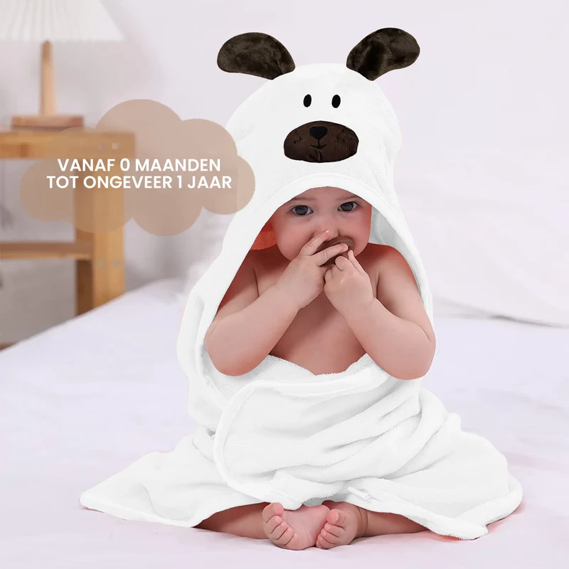 Mooiys Multifunktions-Baby-Fleecedecke mit Kapuze - Wickeldecke - Decke 75x100 cm - Kaninchen - Braun