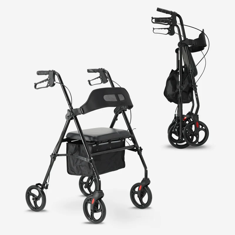Mooiys Brian Rollator – leicht und zusammenklappbar – mit Sitzfunktion – für drinnen und draußen