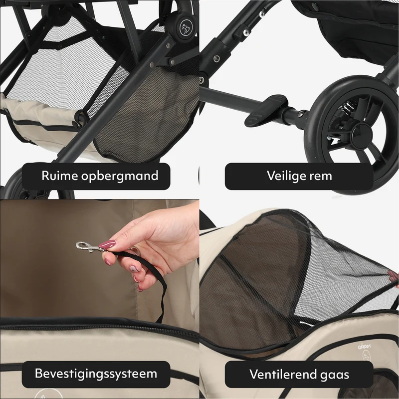 Qplay QPPet Hondenbuggy Nougat
