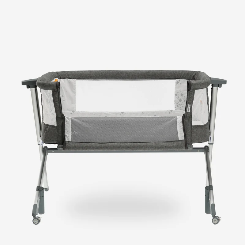 Mooiys Dream On Me 3-in-1-Beistellbett – Babybett bis 9 kg – Mitwachsendes Bett – 2 Rollen mit Bremse – Reisebett – Höhenverstellbar – Atmungsaktives Netzgewebe – Inklusive Matratze und Transporttasche – Abnehmbarer Bezug