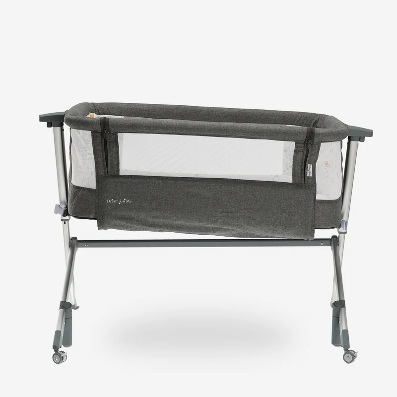 Mooiys Dream On Me 3-in-1-Beistellbett – Babybett bis 9 kg – Mitwachsendes Bett – 2 Rollen mit Bremse – Reisebett – Höhenverstellbar – Atmungsaktives Netzgewebe – Inklusive Matratze und Transporttasche – Abnehmbarer Bezug