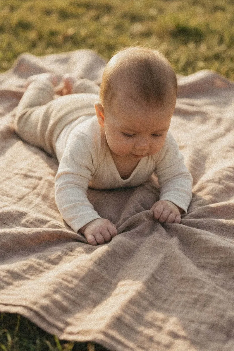 SOFT TOUCH 80x80 BAMBOO newborn muslin cloths - Oat-Cappuccino