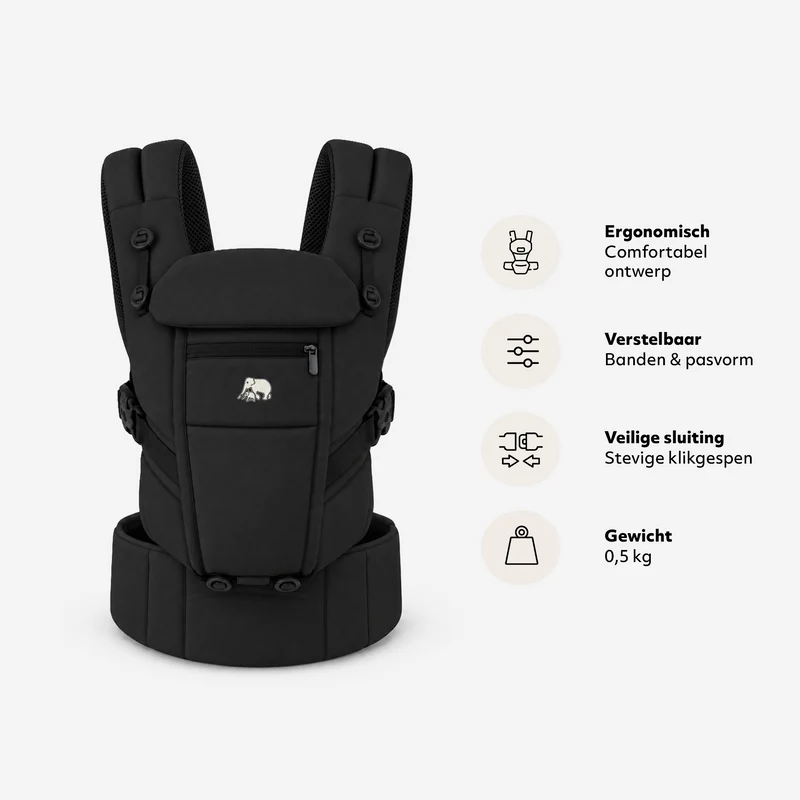 Deryan Ergonomische Babytrage - Bauchtrage 4-in-1 - Schwarz