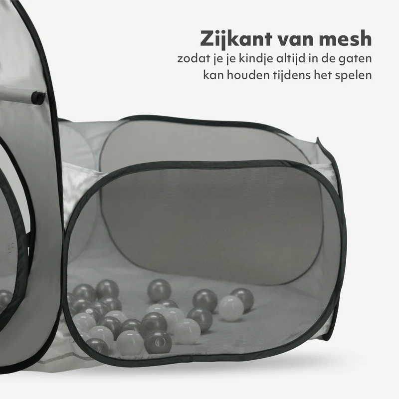 Deryan Luxuriöses Pop Up Kinderzelt - Spielzelt für Kinder - Basketball Ball Pit mit 45 Bällen - Silber