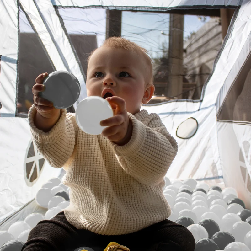 Deryan Luxus Pop up Auto Spielzelt Ball Pit - Mit 60 bunten Bällen - Silber