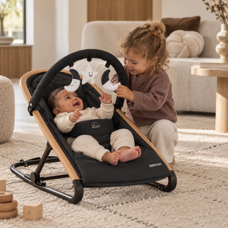 Deryan Rocker Luxe 2-in-1-Wippe - Schwarz