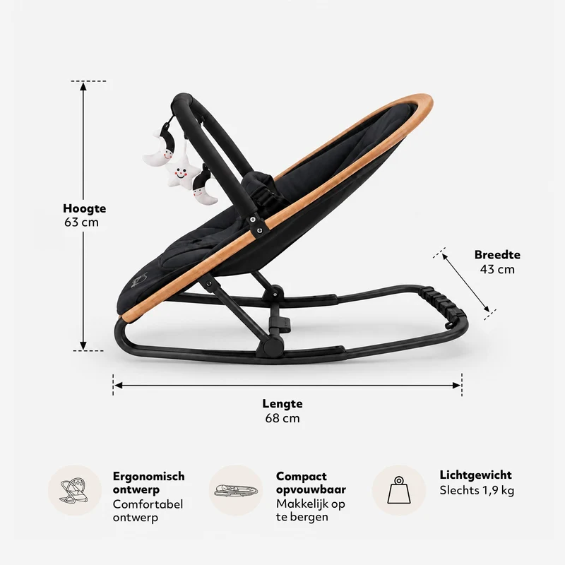Deryan Rocker Luxe 2-in-1-Wippe - Schwarz