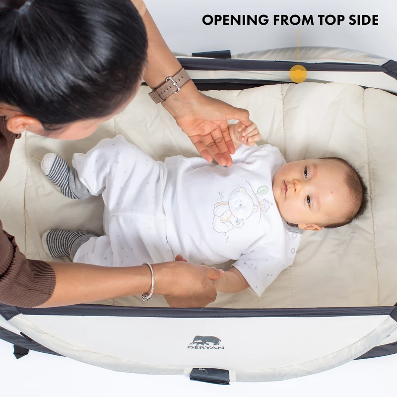 Deryan Infant BabyBox Camping Kinderbett - Baby Moskitonetz - Creme