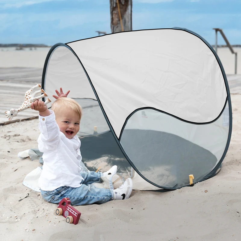 Deryan Luxuriöses Pop Up Strandzelt - Anti-UV 50+ - Silber