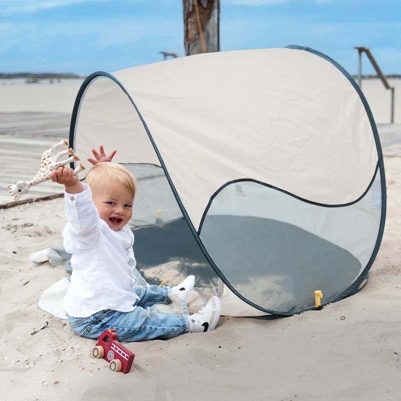 Deryan Luxuriöses Pop Up Strandzelt - Anti-UV 50+ - Creme