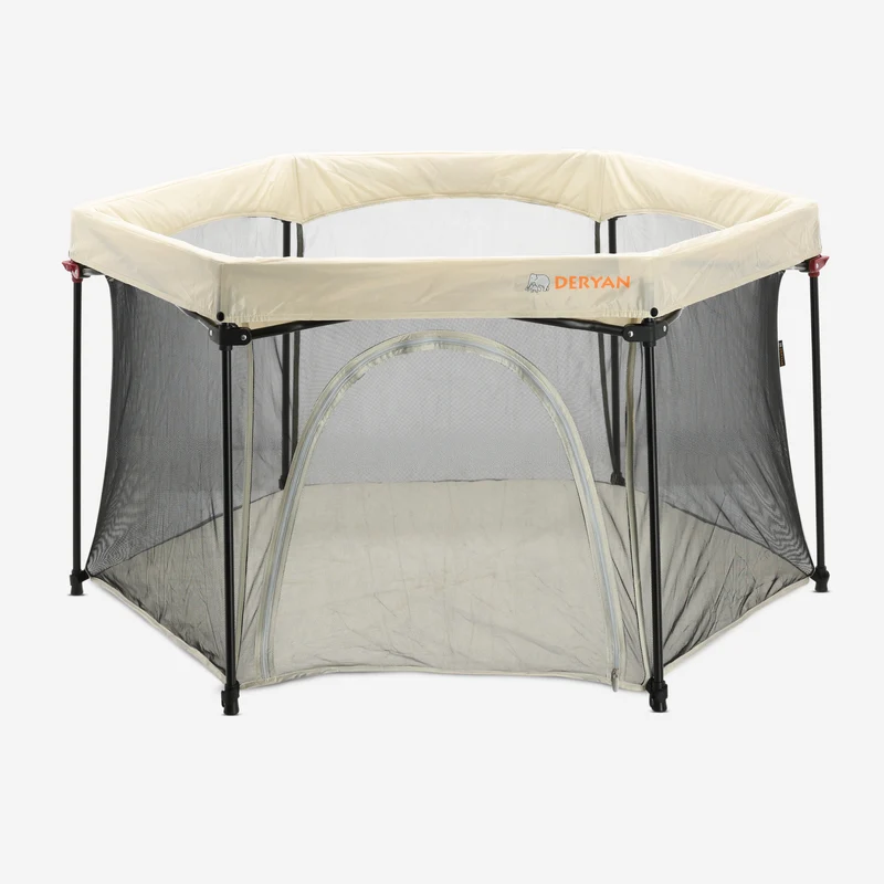 Deryan Tragbares Laufgitter - Creme - Feste Matratzenbasis - Reisebox - Campingbett