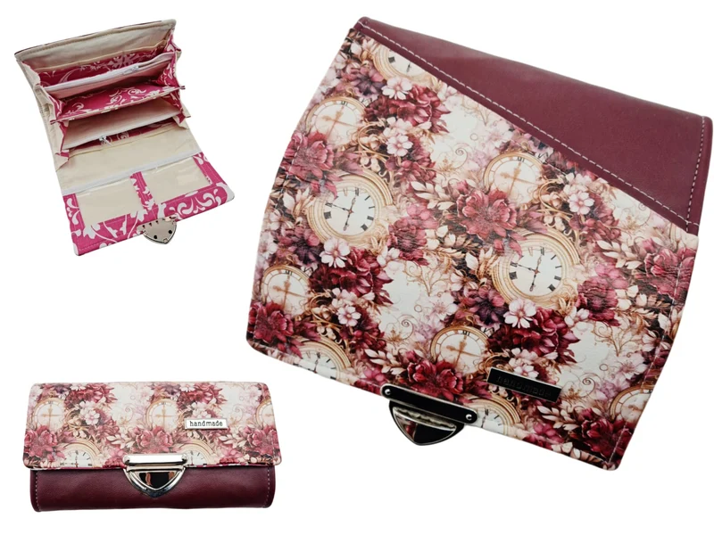 Geldbörse Uhren Blumen burgund von Atelier MiaMia