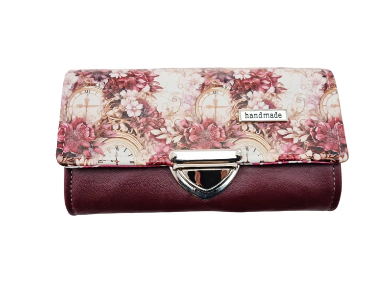 Geldbörse Uhren Blumen burgund von Atelier MiaMia