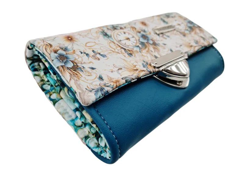 Geldbörse Uhren Blumen petrol von Atelier MiaMia