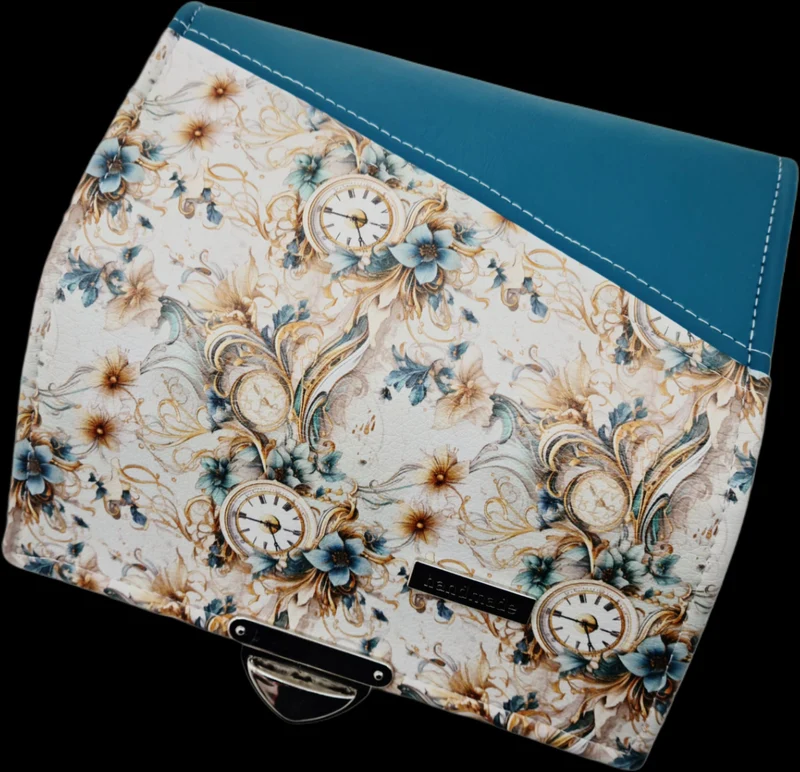 Geldbörse Uhren Blumen petrol von Atelier MiaMia