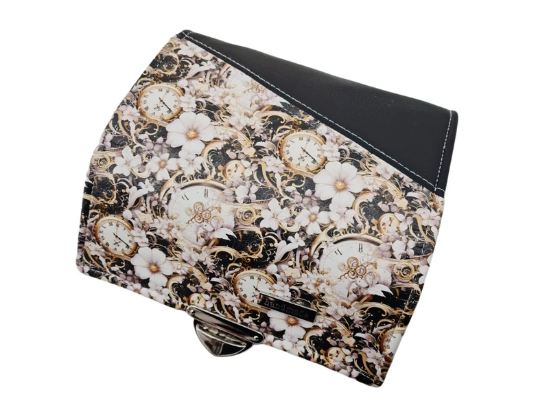 Geldbörse Uhren Blumen schwarz von Atelier MiaMia
