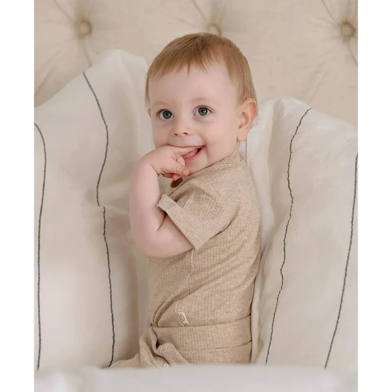 Lummi in Colour Short Sleeve Bodysuit - Heather Oat