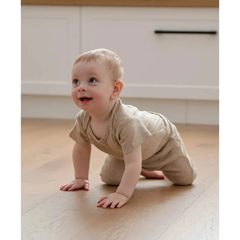 Lummi in Colour Short Sleeve Bodysuit - Heather Oat