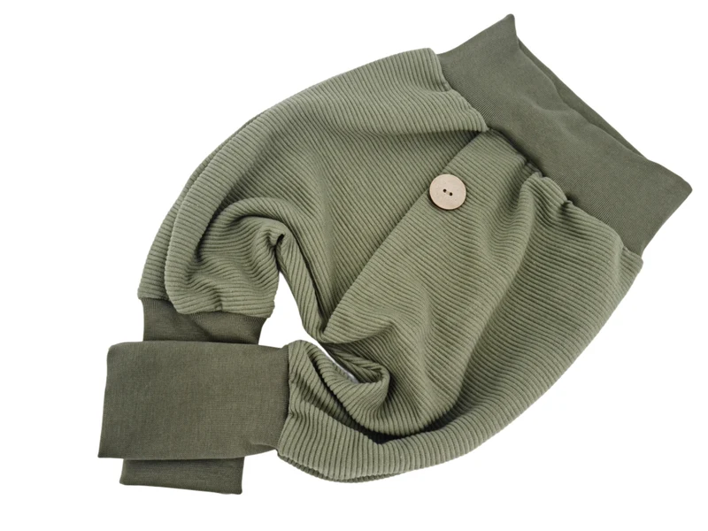 Coole Pumphose/Babyset mit Knopf – Olive, Größe bis 140 – Handmade