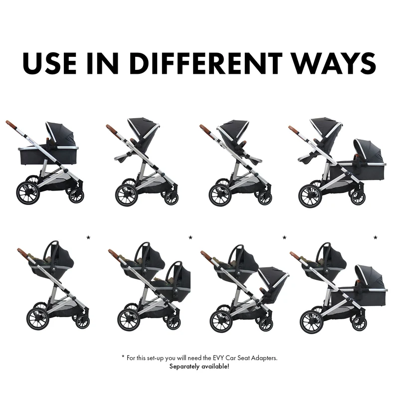 Deryan Evy V2 Kinderwagen 2in1 - Duo Kinderwagen Grau