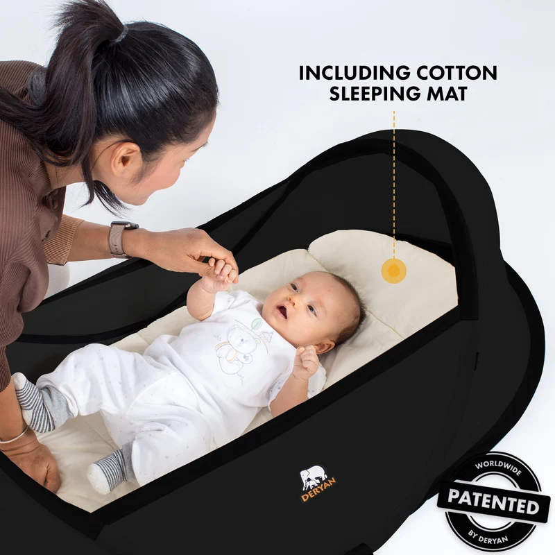 Deryan Infant BabyBox Camping Kinderbett - Baby Moskitonetz - Schwarz