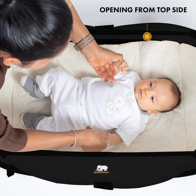 Deryan Infant BabyBox Camping Kinderbett - Baby Moskitonetz - Schwarz