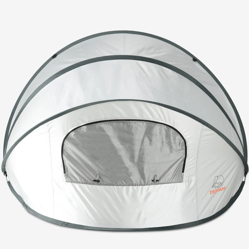 Deryan Luxuriöses Pop Up Strandzelt XXL - Anti-UV 50+ - Silber