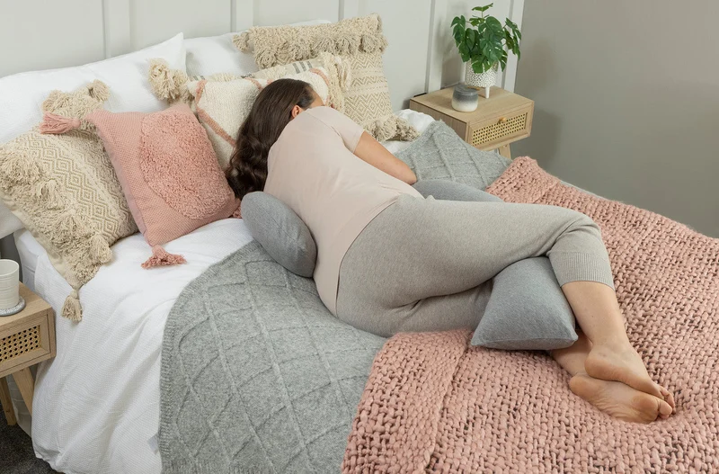 Dreamgenii Pregnancy, Support and Feeding Pillow Grey Marl Jersey Cotton