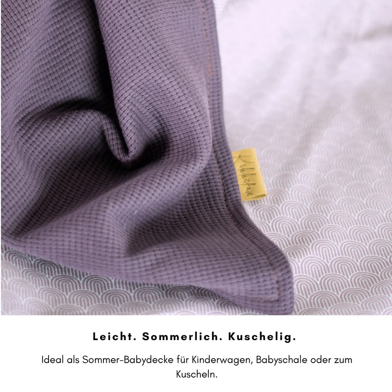 Babydecke Waffeljersey & Jersey - Violett 100×70 cm – Sommerdecke für Kinderwagen, Babyschale & Zuhause
