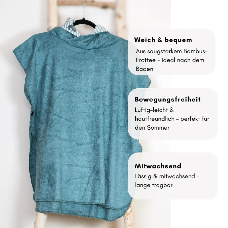 Badeponcho aus Bambus-Frottee – Leicht, saugstark & ideal für den Sommer "Mint"