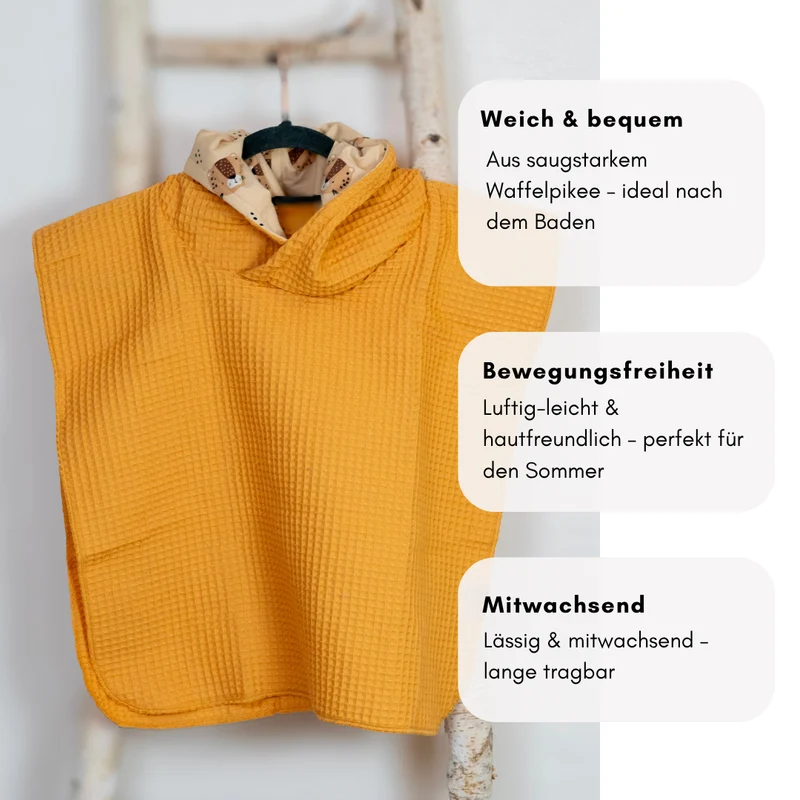 Badeponcho aus Waffelpique – Leicht, saugstark & ideal für den Sommer