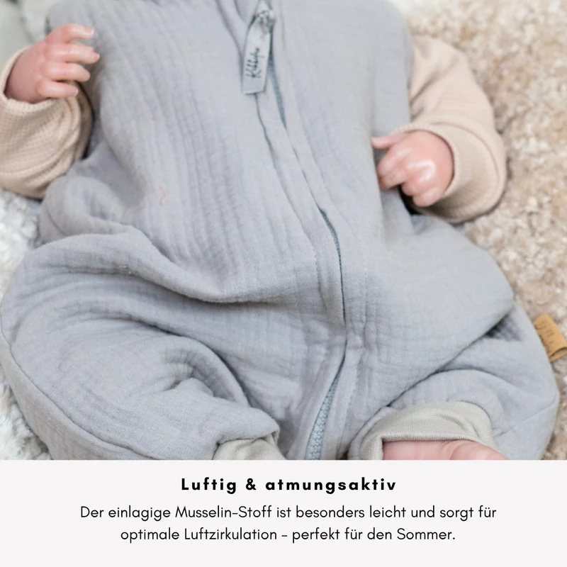 Musselin-Schlafsack mit Füßen – Für kleine Entdecker mit Freiheitsdrang "beige"