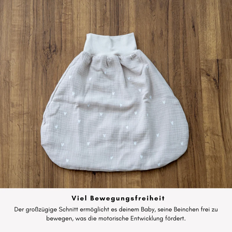 Strampelsack aus Musselin – luftig, bequem & perfekt für warme Tage