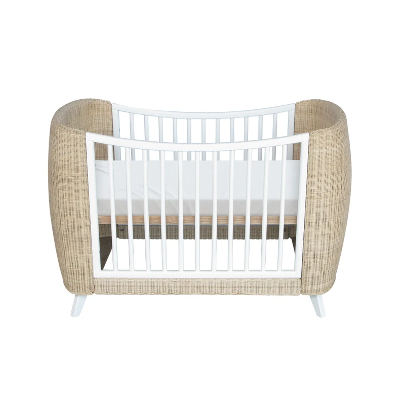 Mitwachsendes Babybett Coquillage aus Rattangeflecht & Holz